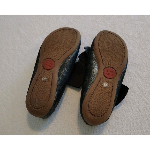 Girl's Livie and Luca Mary Jane's Shimmer Black Flats Bow Dressy Casual Size 13 - Picture 4 of 5